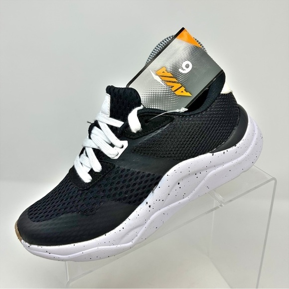 Avia Black and White Lace Up Active Comfort Mixed Mesh Sneakers Size 6 - Picture 1 of 12